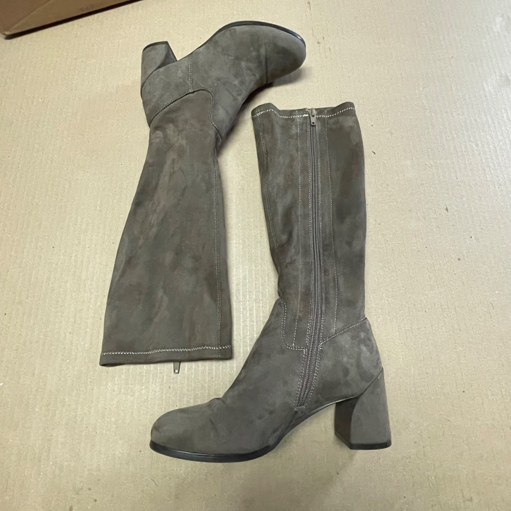 VANELi Caissy Brown Suede Tall Zip Fashion Boots Block High Heel Womens Size 5 M